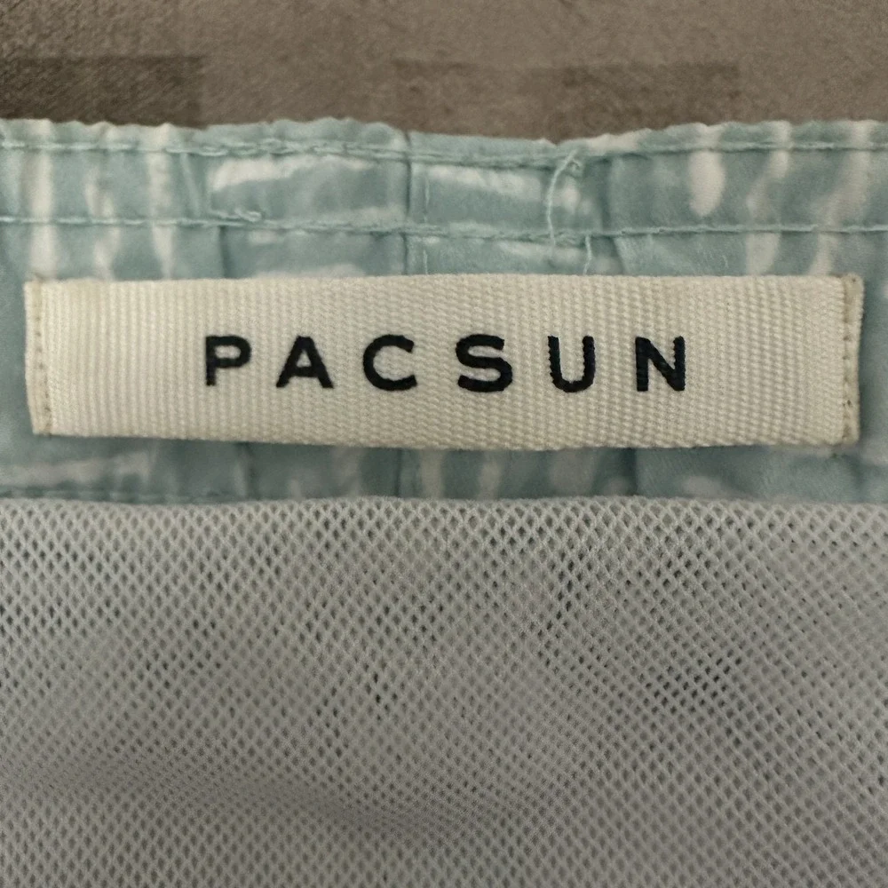 PacSun‎ Shorts Mens XL Blue Geometric Swim Trunks Mesh Lined Elastic Waist